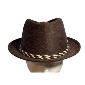 Biltmore Cavalier Brown Fur Fedora Hat With Feather Braided Band Size 7